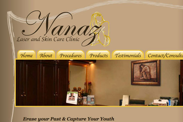 Nanaz Laser and Skin Care Clinic Website Screenshot