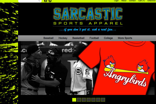 Sarcastic Sports Apparel Website Screenshot
